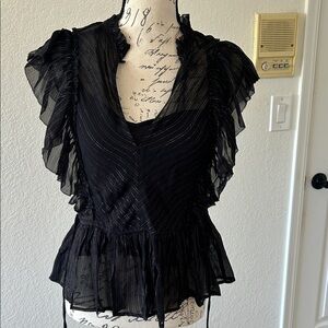 Lucky Brand Black Ruffle Top